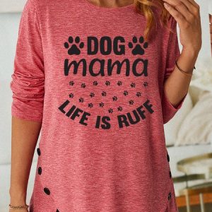 Lilicloth X Jessanjony Dog Mom Life Is Ruff Womens Long Sleeve T-Shirt, Long sleeves, Lilicloth.com