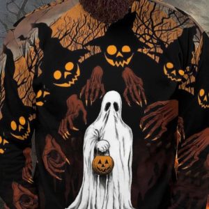 Men's Ghost Printing Halloween Casual Crew Neck Sweatshirt, Hoodies&Sweatshirts, Lilicloth.com