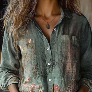 Loose Ethnic Vintage Shawl Collar Shirt, Blouses, Lilicloth.com