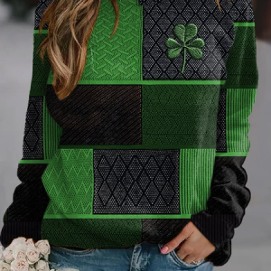 Women's Festival Shamrock Crew Neck Casual Spring/Fall Long Sleeve Sweatshirt, JustFashionNow Sweatshirts & Hoodies, color:Army Green|size:5XL,