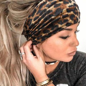 Leopard Print Yoga Workout Wide Headband Fashion Knotted Hair Band, women Hair, ChicMe catalog
