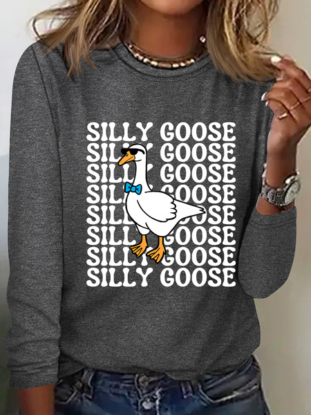 Silly Goose Casual Long Sleeve Shirt, Long sleeves, Lilicloth.com