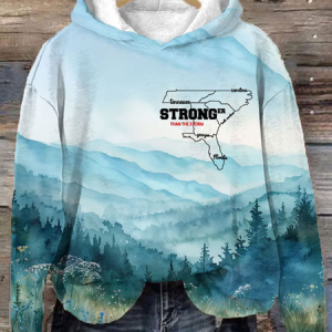 Women's Hurricane Helene Stronger Than The Storm Watercolor Art Print Hooded Sweatshirt, Hoodies&Sweatshirts, Lilicloth.com