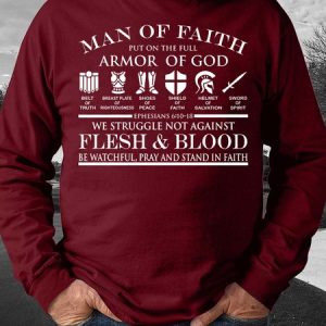 Men’s Man Of Faith Put On The Full Armor Of God Casual Regular Fit Crew Neck Sweatshirt, Hoodies&Sweatshirts, Lilicloth.com