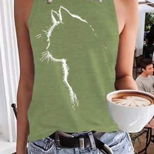 Funny Cat Women‘s Knit Tank, Tank Tops, Lilicloth.com