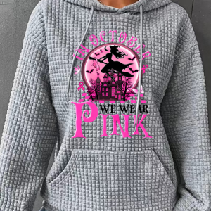 In October We Wear Pink Witch Breast Cancer Simple Loose Hoodie, Hoodies&Sweatshirts, Lilicloth.com