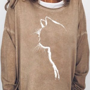 Womens Funny Cute Cat Lover Sweatshirts, Hoodies&Sweatshirts, Lilicloth.com