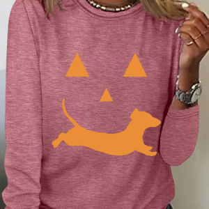 Dachshund And Halloween Casual Long Sleeve Shirt, Long sleeves, Lilicloth.com