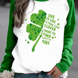 Women'S She Is Like A Four Leaf Clover Hard To Find Lucky To Have Print Casual Print Sweatshirt, Hoodies&Sweatshirts, Lilicloth.com