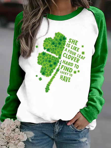 Women'S She Is Like A Four Leaf Clover Hard To Find Lucky To Have Print Casual Print Sweatshirt, Hoodies&Sweatshirts, Lilicloth.com