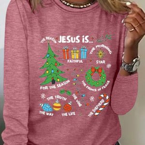 Jesus Is The Reason Retro Christmas Casual Long Sleeve Shirt, Long sleeves, Lilicloth.com