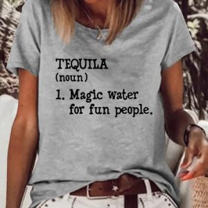 Women's Tequila Magic Water For Fun People Crew Neck T-Shirt, T-shirts, Lilicloth.com