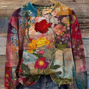 Casual Crew Neck Floral Art Print Sweatshirt, Hoodies & Sweatshirts, color:As Picture|size:XXL, catalog Noracora shop