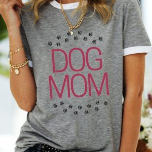 Lilicloth x Kat8lyst Dog Mom Women's Crew Neck Casual T-Shirt, T-shirts, Lilicloth.com