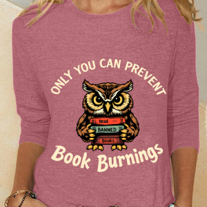 Only You Can Prevent Book Burnings Casual Long Sleeve Shirt, Long sleeves, Lilicloth.com