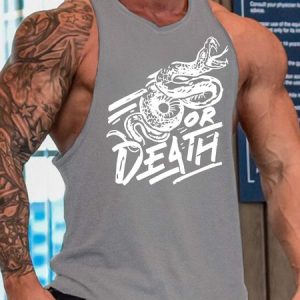 Men Snake Letter Printing Loose Tank Top, Tank Tops, Lilicloth.com