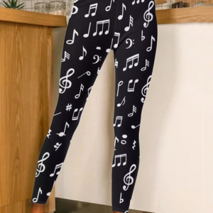 Women Music Simple Regular Fit Leggings, Leggings, Lilicloth.com