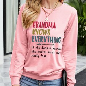 Grandma Knows Everything Women's Shift Short Sleeve Sweatshirts, Hoodies&Sweatshirts, Lilicloth.com
