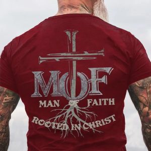 Men's Christian Man of Faith Rooted in Christ Cotton Casual T-Shirt, T-shirts, Lilicloth.com