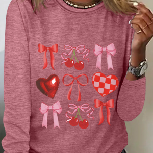 Heart Coquette Casual Long Sleeve Shirt, Long sleeves, Lilicloth.com