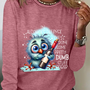 In Alcohol's Defense I've Done Some Dumb Stuff Sober Casual Long Sleeve Shirt, Long sleeves, Lilicloth.com