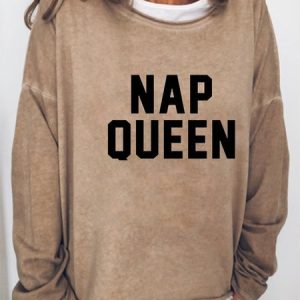 Nap Queen Printed Casual Round Neck Long-sleeved Sweatshirts, Hoodies&Sweatshirts, Lilicloth.com