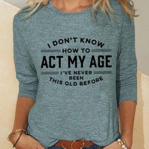 Women's Long Sleeve Blouse Spring/Fall Text Letters Crew Neck Daily Going Out Simple Top, JustFashionNow Shirts, color:Green|size:3XL,