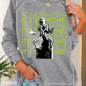 It's Showtime Text Stack Casual Sweatshirt, Hoodies&Sweatshirts, Lilicloth.com