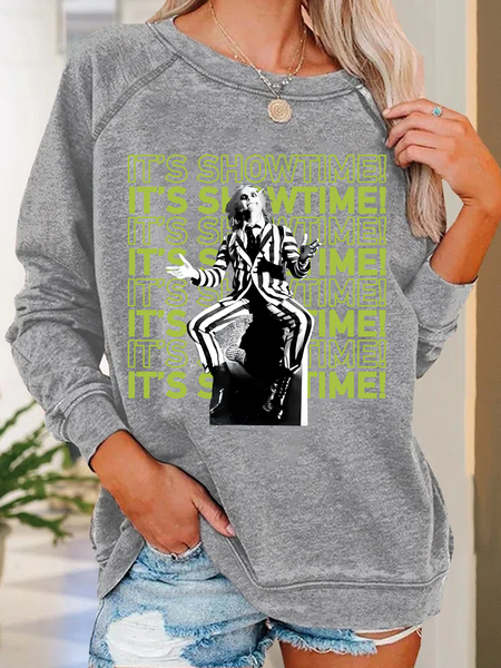 It's Showtime Text Stack Casual Sweatshirt, Hoodies&Sweatshirts, Lilicloth.com