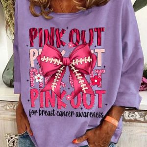 Football Pink Out Breast Cancer Football Casual Sweatshirt, Hoodies&Sweatshirts, Lilicloth.com