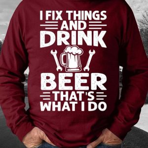 Men’s I Fix Things And Drink Beer That’s What I Do Text Letters Casual Crew Neck Sweatshirt, Hoodies&Sweatshirts, Lilicloth.com