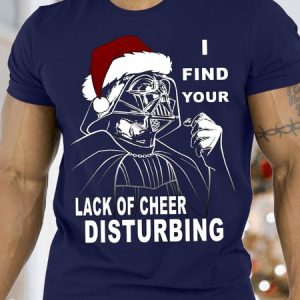Men's I Find Your Lack Of Cheer Disturbing Christmas Funny Graphics Print Crew Neck Cotton Casual T-Shirt, T-shirts, Lilicloth.com