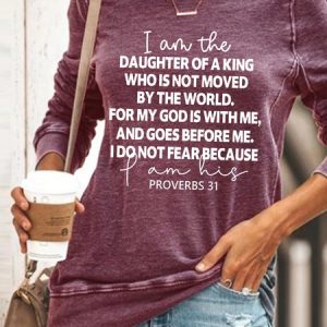 Women I Am The Daughter Of A King Regular Fit God Crew Neck Sweatshirt, Hoodies&Sweatshirts, Lilicloth.com