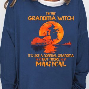 Womens Funny Grandma Witch Halloween Casual Sweatshirt, Hoodies&Sweatshirts, Lilicloth.com