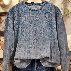 Women's Vintage Ethnic Print Casual Sweatshirt, Hoodies&Sweatshirts, Lilicloth.com