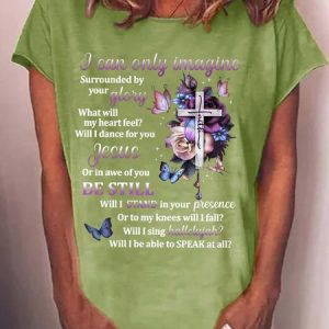 Women's I Can Only Imagine Letters Casual T-Shirt, T-shirts, Lilicloth.com