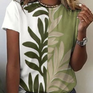 Vintage Animal Crew Neck Short Sleeve T-shirt, T-shirts, color:Green|size:5XL, catalog Noracora shop