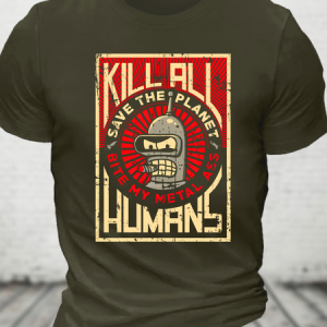 Save The Earth And Kill All Humans Cotton T-Shirt, T-shirts, Lilicloth.com