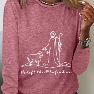 Christian Svg Lost Sheep Jesus He Left The 99 To Find Me Faith Casual Long Sleeve Shirt, Long sleeves, Lilicloth.com