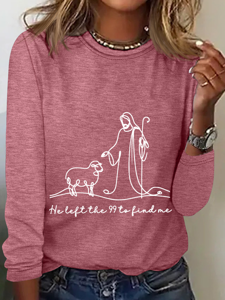 Christian Svg Lost Sheep Jesus He Left The 99 To Find Me Faith Casual Long Sleeve Shirt, Long sleeves, Lilicloth.com