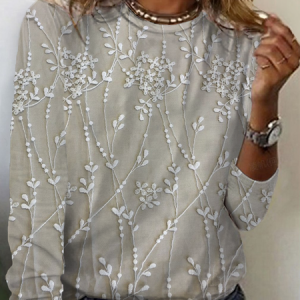 Women's Long Sleeve Tee T-shirt Spring/Fall Floral Jersey Crew Neck Daily Going Out Casual Top, JustFashionNow T-Shirts, color:As Picture|size:XXL