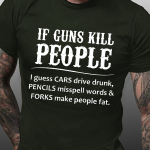 Men's If Gun Kill The People Cotton Casual Loose T-Shirt, T-shirts, Lilicloth.com