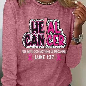 Heal Cancer Svg Png, Breast Cancer Warrior Christian Casual Long Sleeve Shirt, Long sleeves, Lilicloth.com
