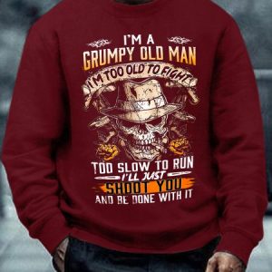 Too Old To Fight But Can Shoot Crew Neck Casual Loose Men's Sweatshirt, Hoodies&Sweatshirts, Lilicloth.com