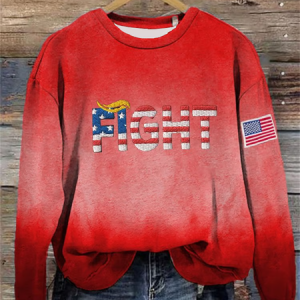 Women'S Casual Red American Flag Fight Print Sweatshirt, Hoodies&Sweatshirts, Lilicloth.com