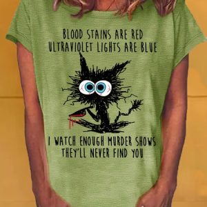 Women's I Watch Enough Murder Shows Crew Neck Casual T-Shirt, T-shirts, Lilicloth.com