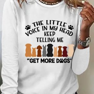 Gift For Dog Lover The Little Voice In My Head Telling Me Get More Dog Womens Long Sleeve T-Shirt, Long sleeves, Lilicloth.com