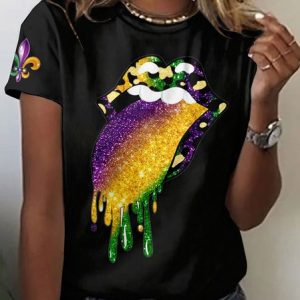 Vintage Mardi Gras Carnival Animal Crew Neck Short Sleeve T-shirt, T-shirts, color:Black|size:4XL, catalog Noracora shop