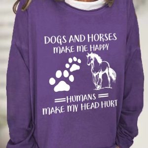 Horse Love Dogs And Horses Make Me Happy Casual Sweatshirt, Hoodies&Sweatshirts, Lilicloth.com