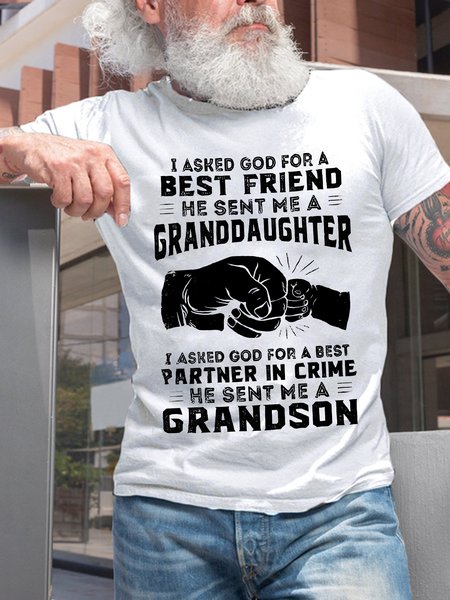 Men's Loose Casual Text Letters Cotton T-Shirt, T-shirts, Lilicloth.com